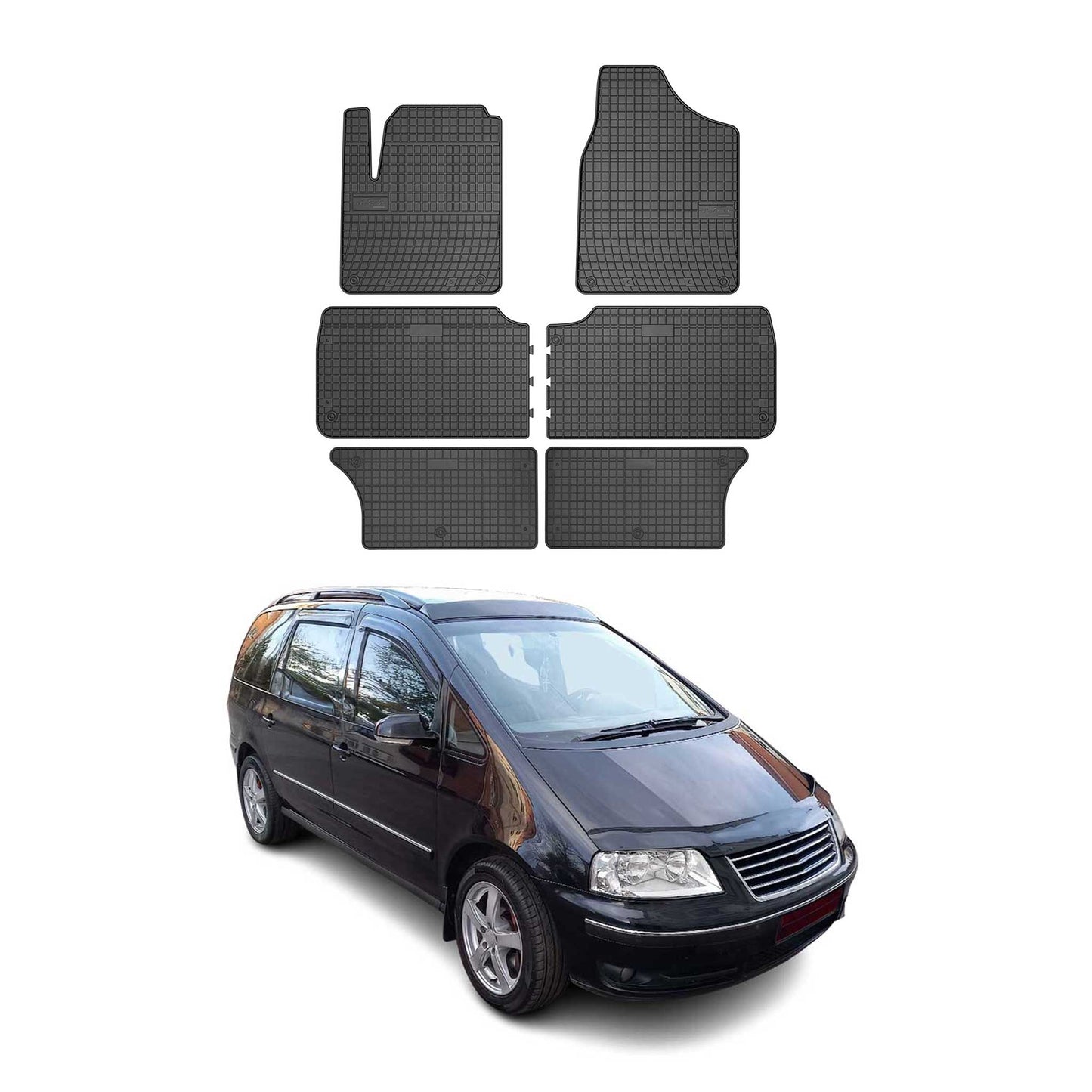 OMAC Gummi Fußmatten für VW Sharan 1996-2010 Automatten Gummi Schwarz 6tlg