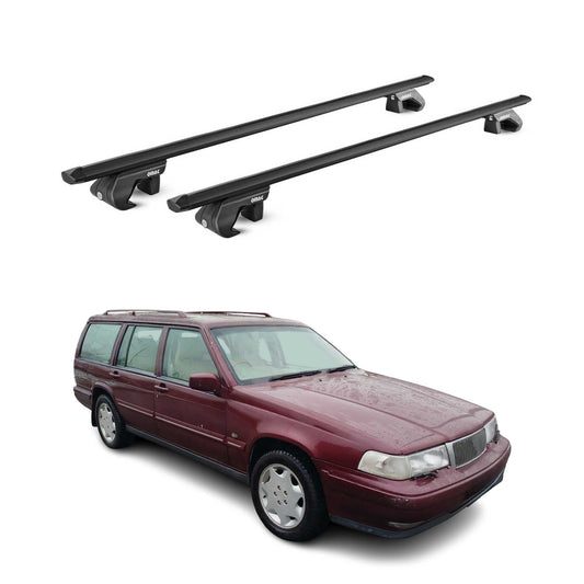 Portbagaj de plafon pentru Volvo 940 1990-1998 5 uși 90 kg aluminiu negru 2 piese ABE