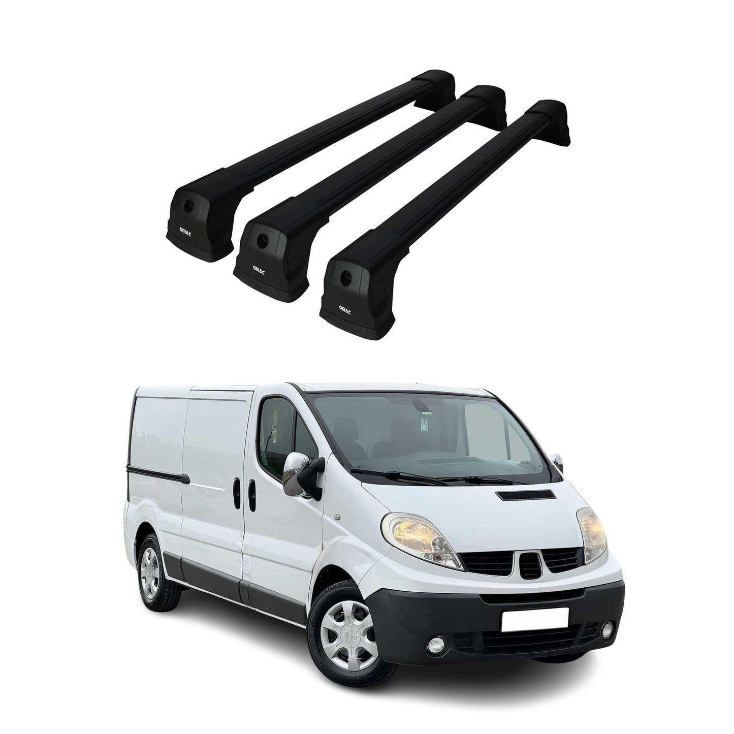 Portbagaj de plafon pentru Renault Trafic mk2 2001-2014 75kg aluminiu negru 3 buc