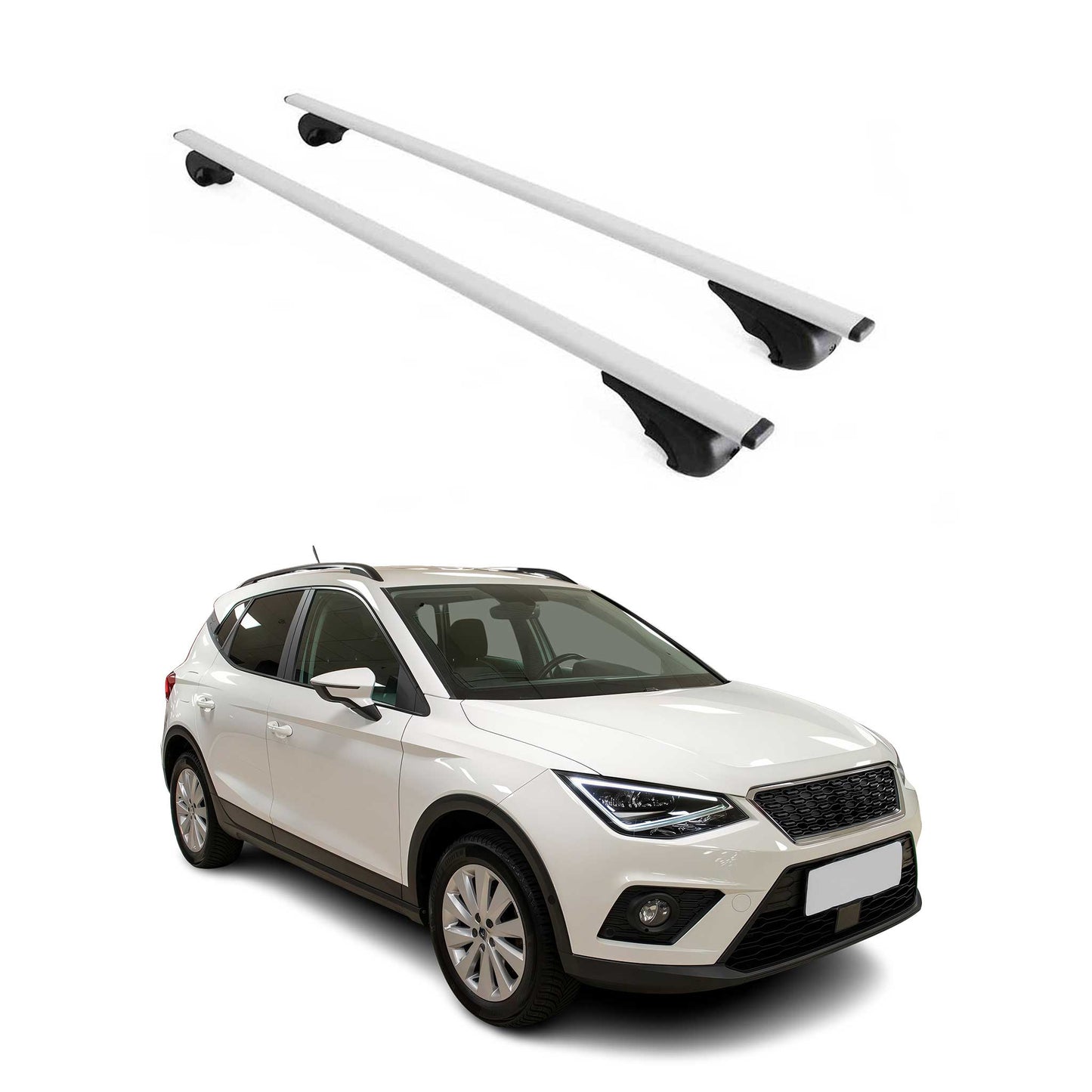 Portbagaj de plafon pentru Seat Arona 2017-2025 75kg, metal, argintiu, 2 piese