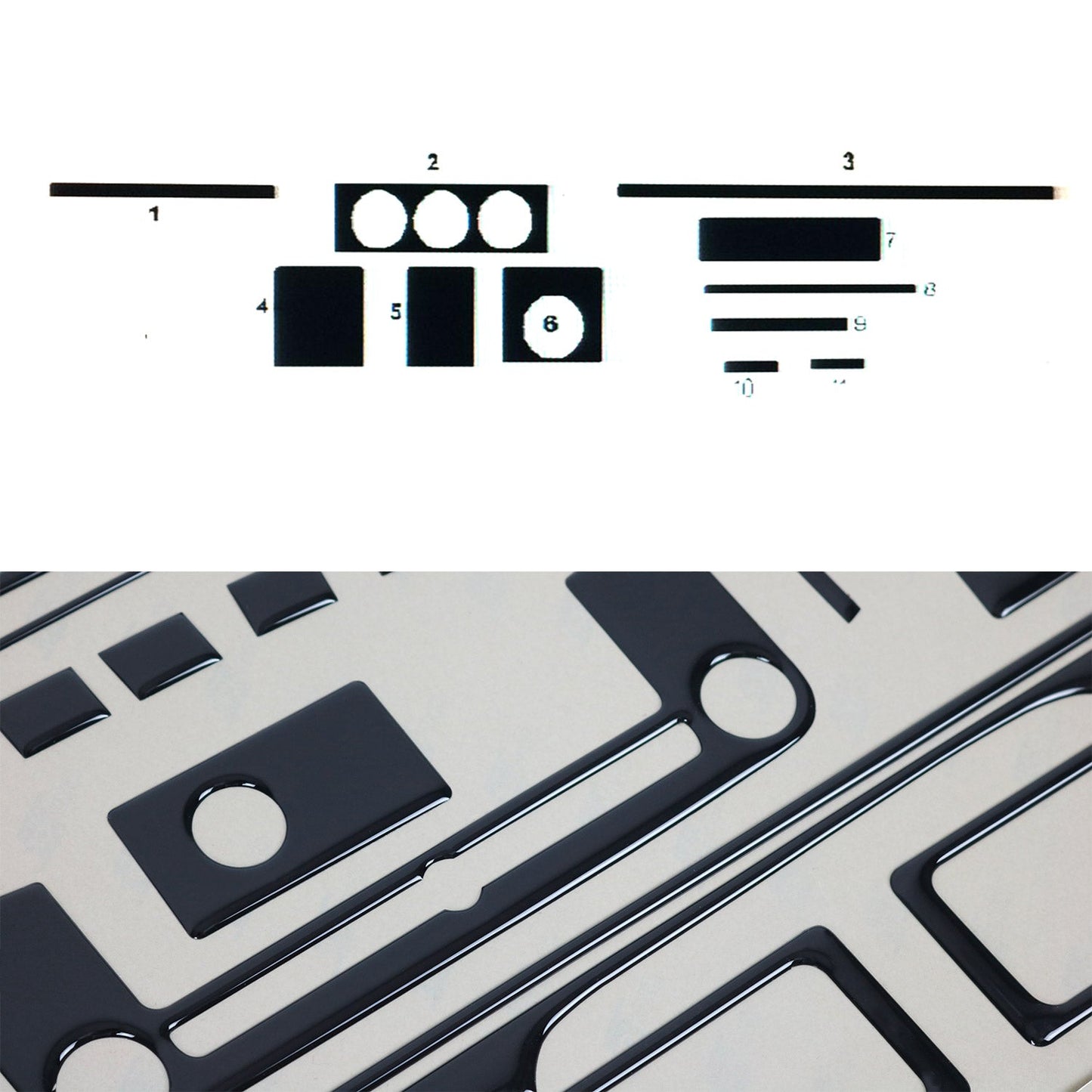 Ornamente interioare pentru Audi 80 90 1986-1995, set 11 piese, aspect negru lucios
