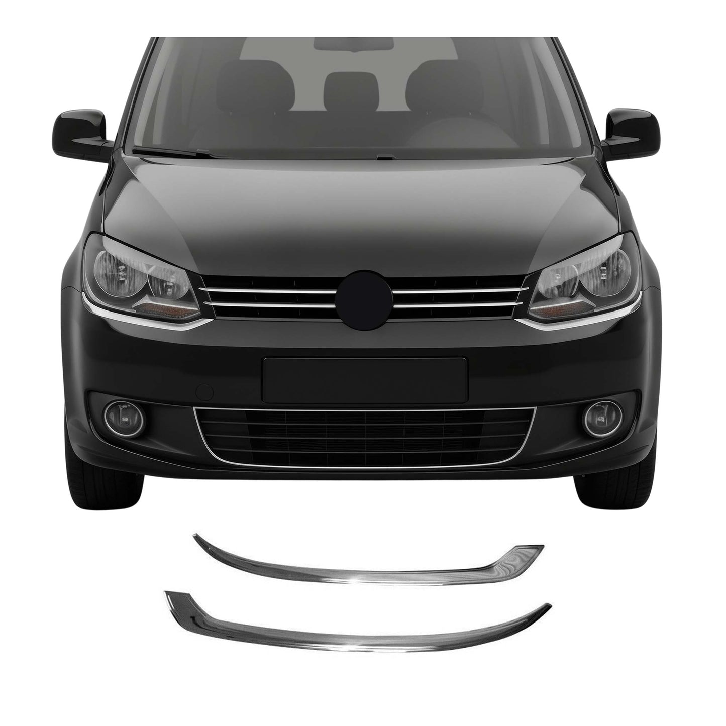 Scheinwerfer Leisten Böser Blick für VW Caddy 2010-2015 Edelstahl Silber 2tlg