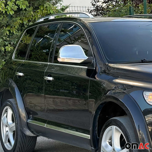Capace/carcase oglinzi retrovizoare pentru VW Touareg 2007-2010, oțel inoxidabil, argintiu, 2 bucăți