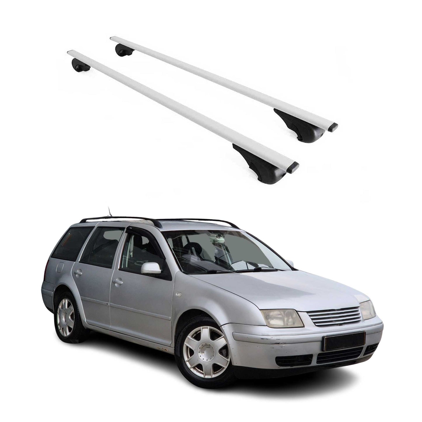 Dachträger Grundtäger für VW Bora Variant 1999-2005 75kg Metall Silber 2 tlg