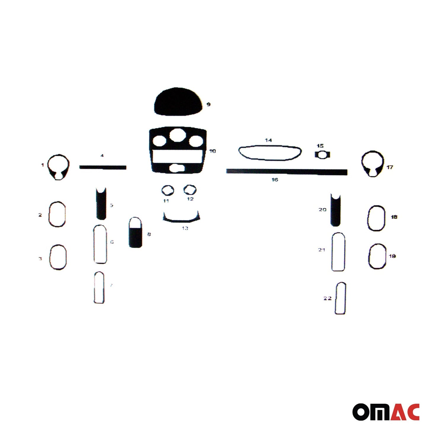 Listwa wykończeniowa kokpitu Renault Clio 2007-2012, wygląd karbonu, 22 sztuki