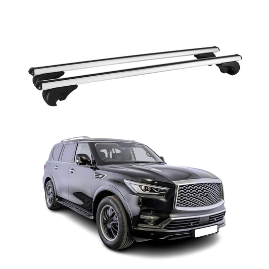 Portbagaj de plafon pentru Infiniti QX80 2014-2025 75kg aluminiu argintiu 2 buc
