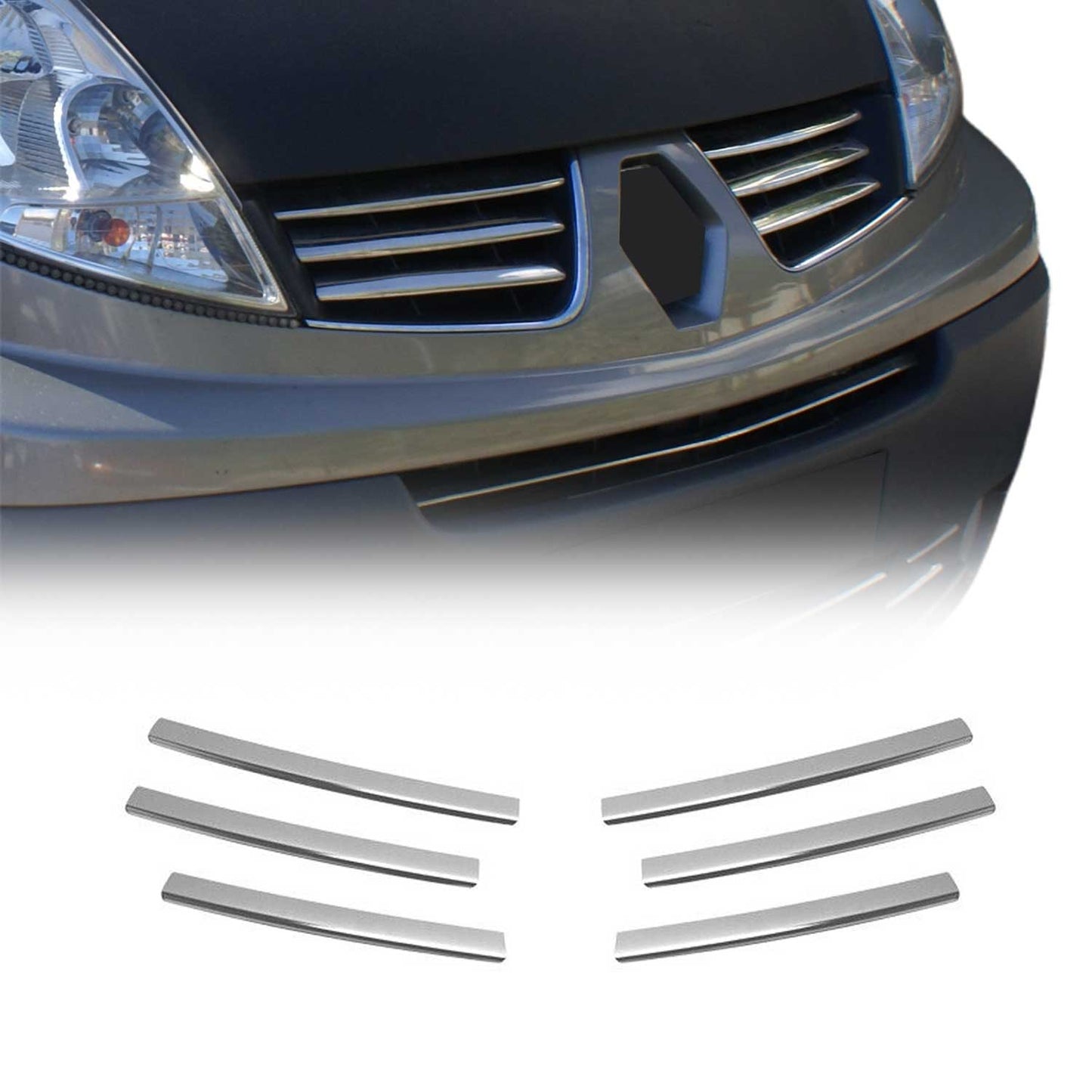 Kühlergrill Leisten Grillleisten für Renault Trafic 2010-2014 Chrom Silber 6x