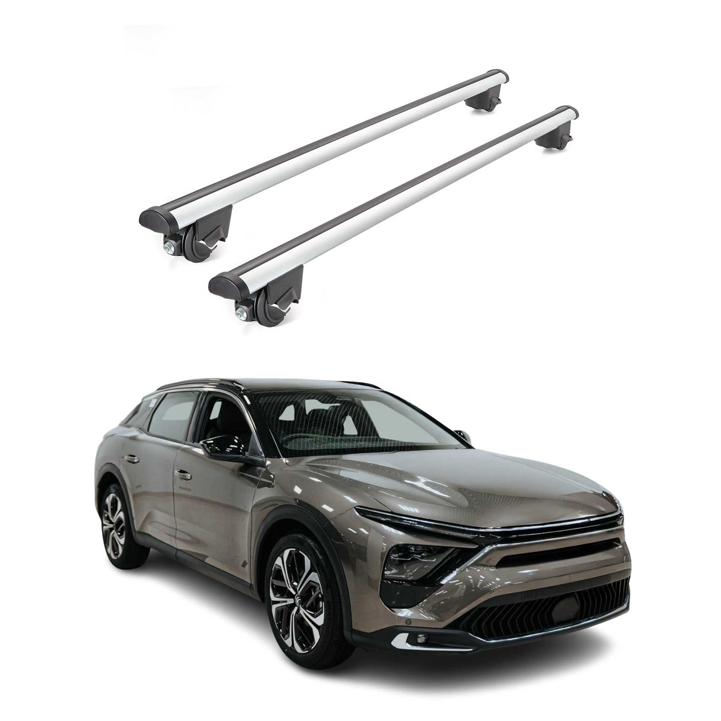 Dachträger Grundtäger für Citroen C5 X Hybrid 2022-2025 100kg Alu Silber 2x ABE