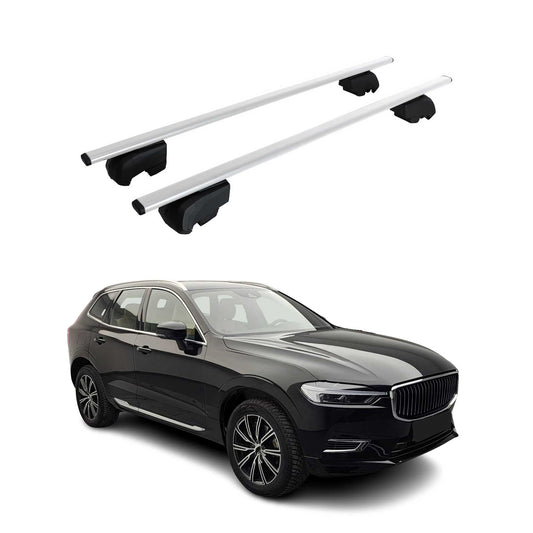 Portbagaj de plafon pentru Volvo XC60 mk2 2017-2025 75kg metal argintiu 2 buc