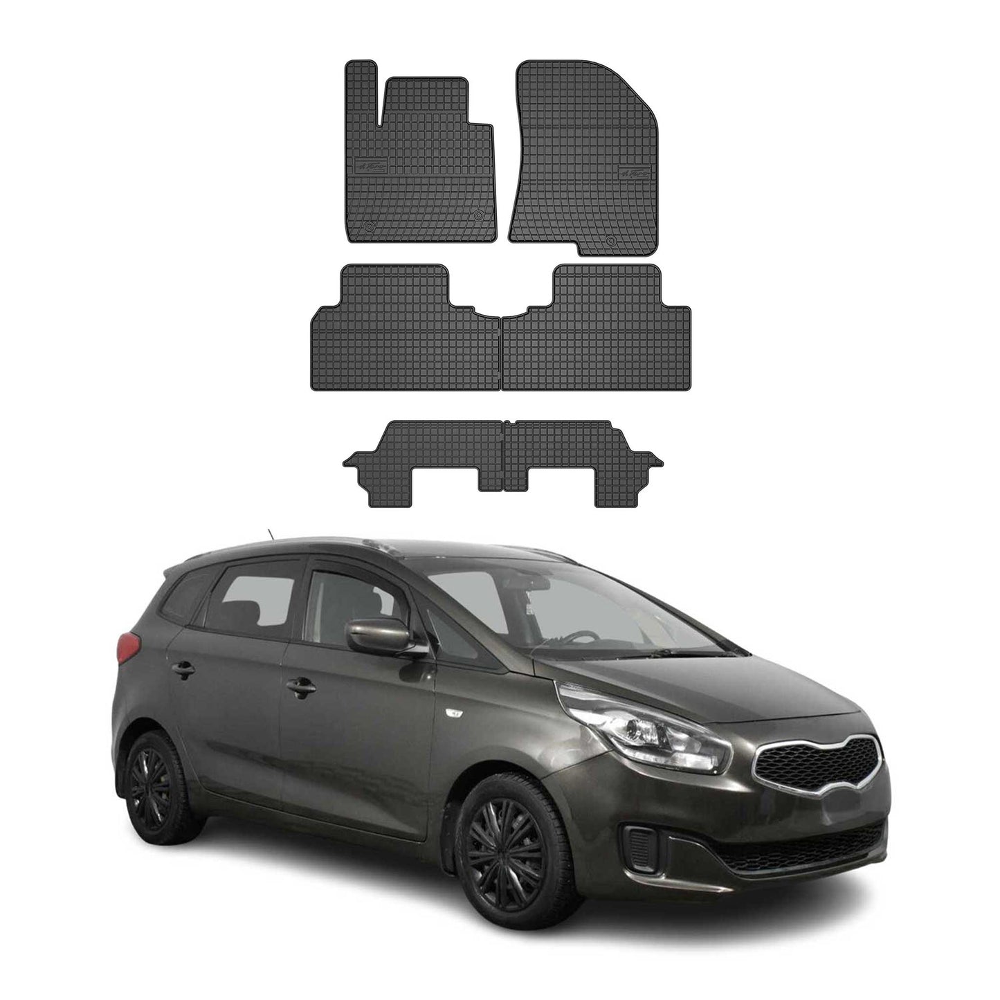 OMAC Gummi Fußmatten für Kia Carens 2013-2019 Automatten Gummi Schwarz 6tlg