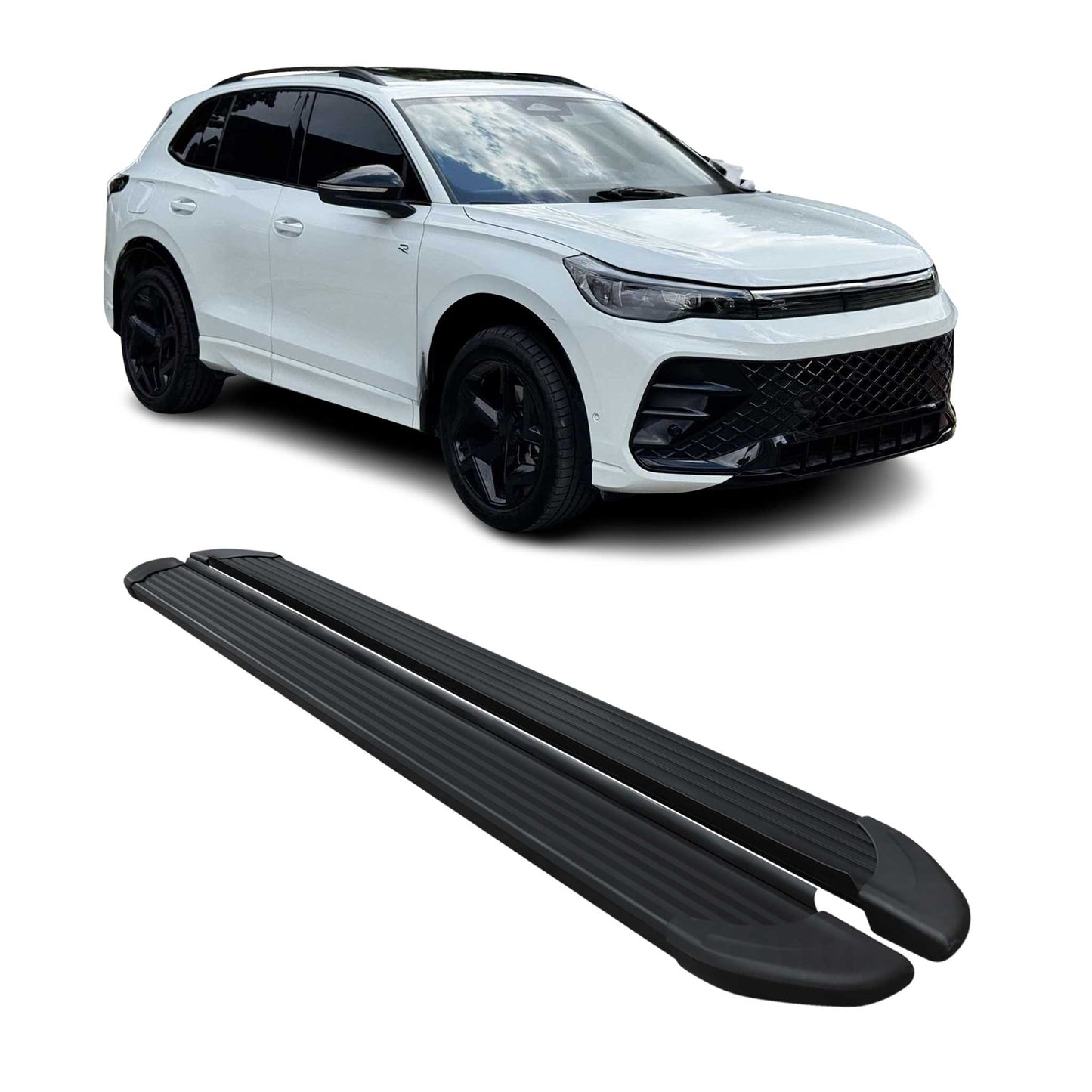 Trittbretter Seitenschweller für VW Tiguan mk3 2024-2025 2tlg Schwarz Alu