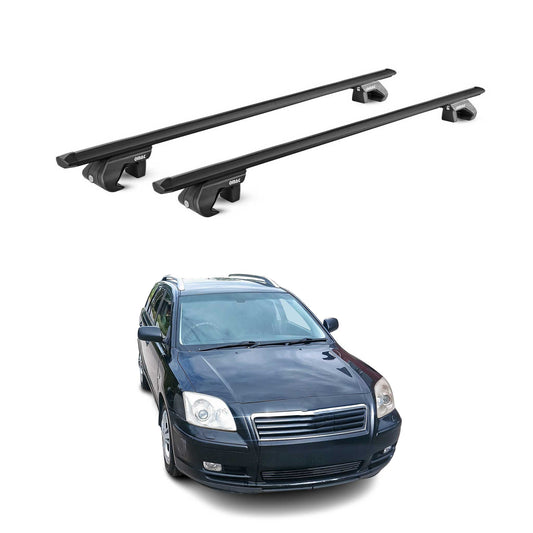 Bară portbagaj plafon pentru Toyota Avensis mk1 Estate 1997-2003 5 uși 90kg aluminiu negru 2x ABE