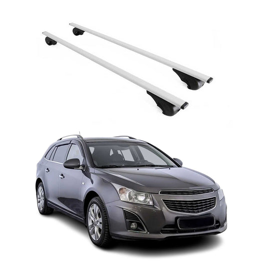 Portbagaj de plafon pentru Chevrolet Cruze station wagon 2008-2016 75kg metal argintiu 2x