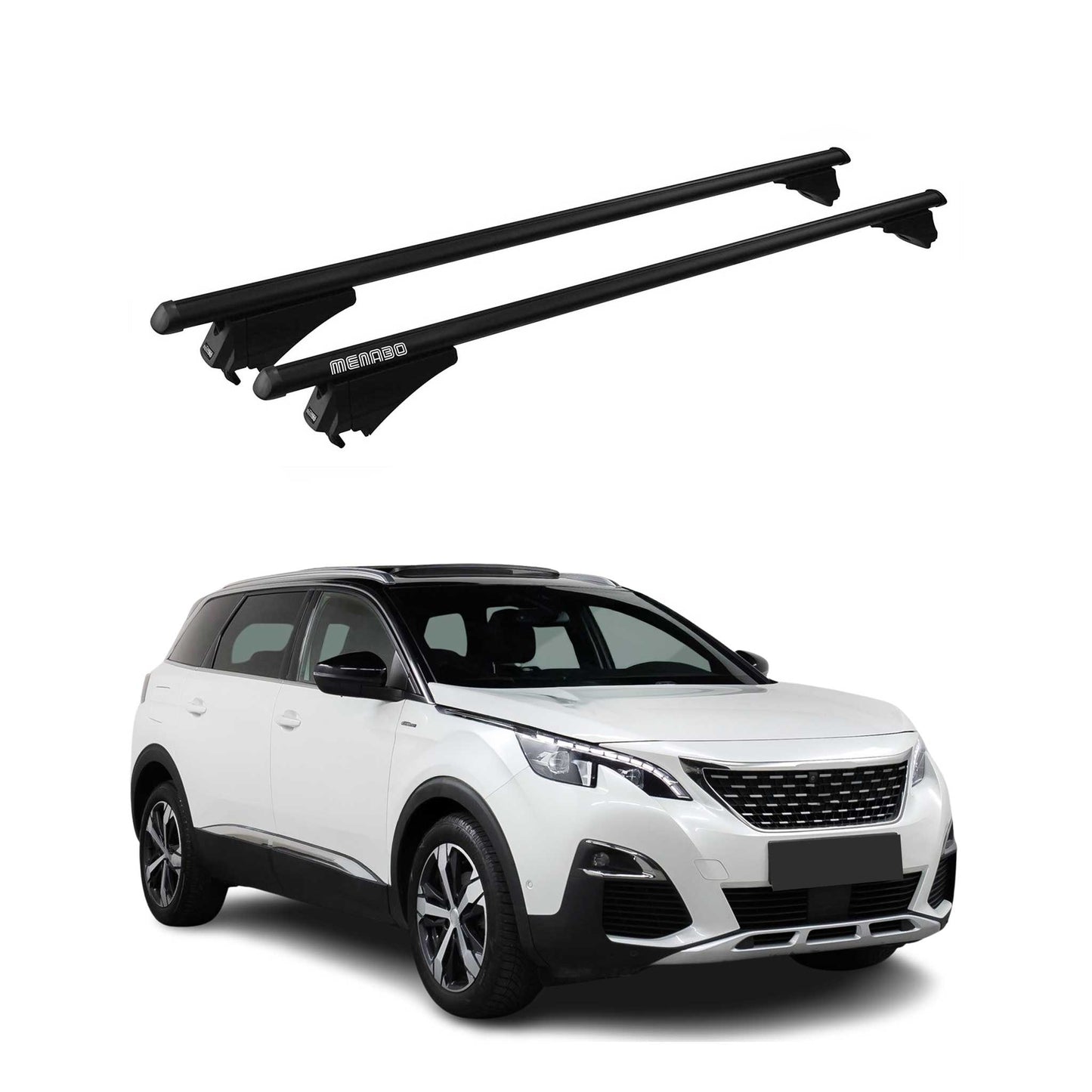 Bară de plafon Menabo pentru Peugeot 5008 mk2 2017-2020 Pre-FL 75kg Alu Negru 2x