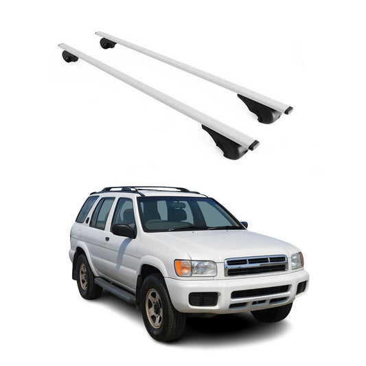 Portbagaj de plafon pentru Nissan Pathfinder 1996-2004 75kg metal argintiu 2 buc