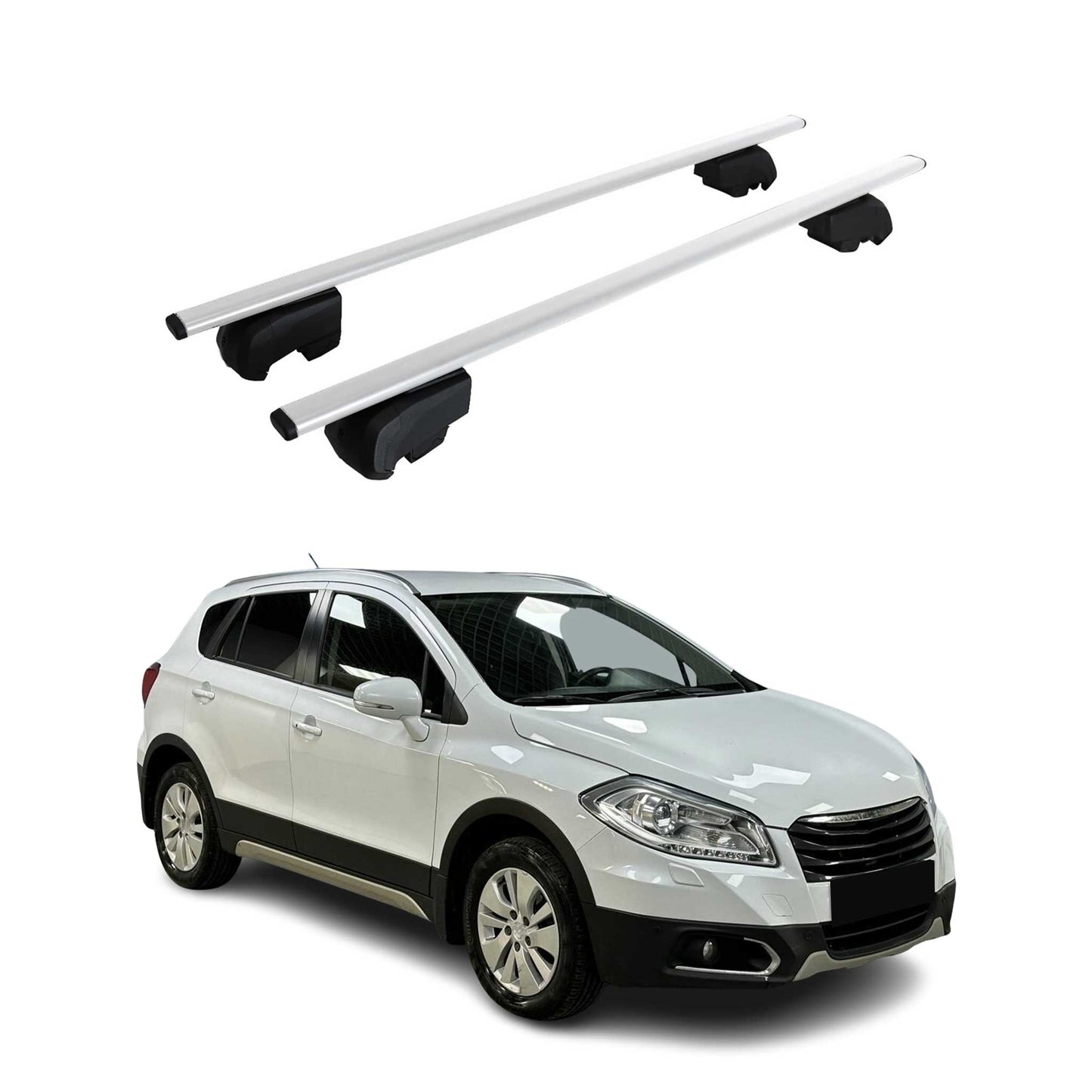 Dachträger Gepäckträger für Suzuki SX4 S-Cross 2013-2021 ABE Metall Silber 2x