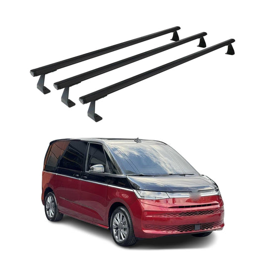 Portbagaj de plafon pentru VW T7 Multivan 2021-2025 75kg aluminiu negru 3 buc