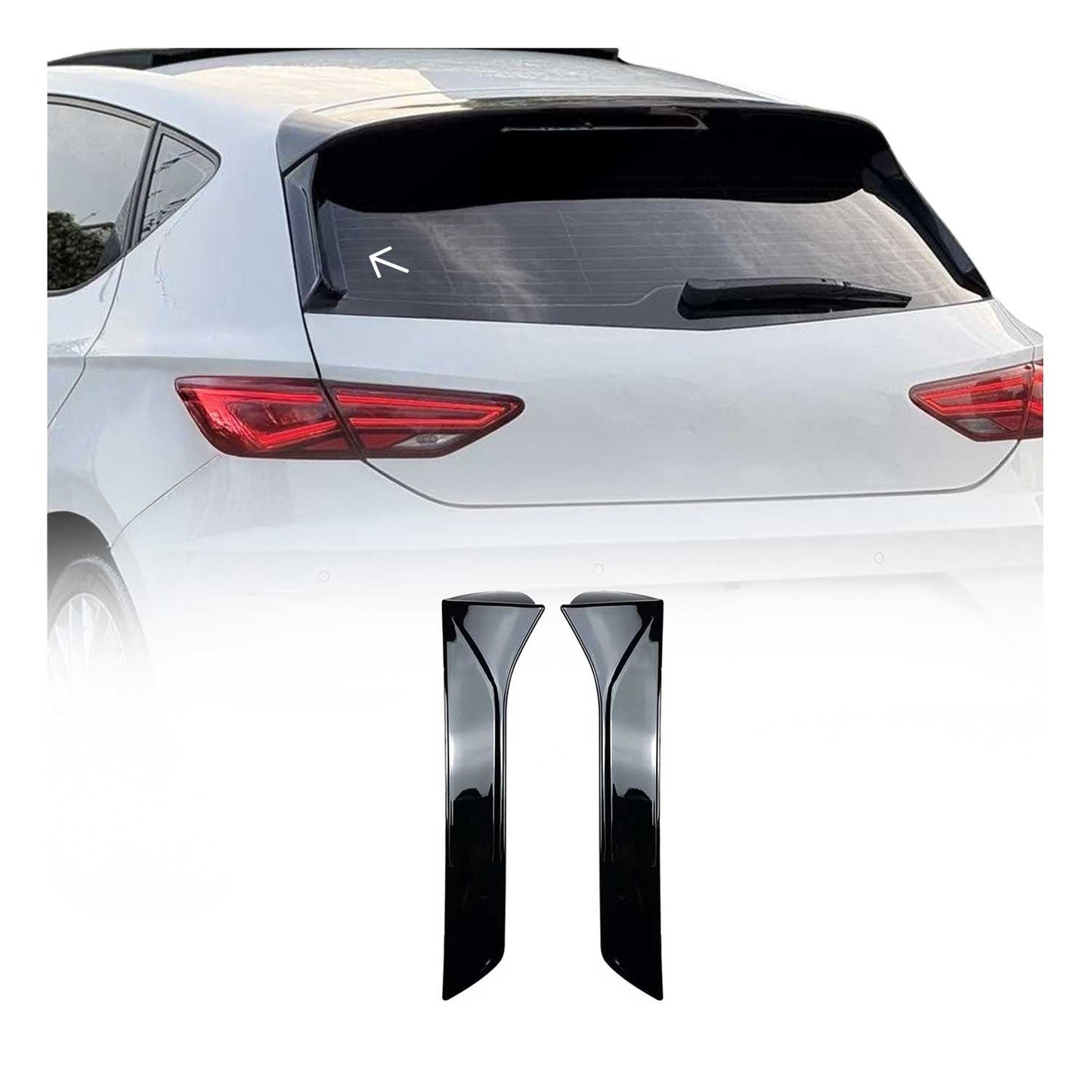 Benzi decorative pentru geamuri Seat Leon 3 2012-2020 ABS Negru Lucios Set 2 bucăți