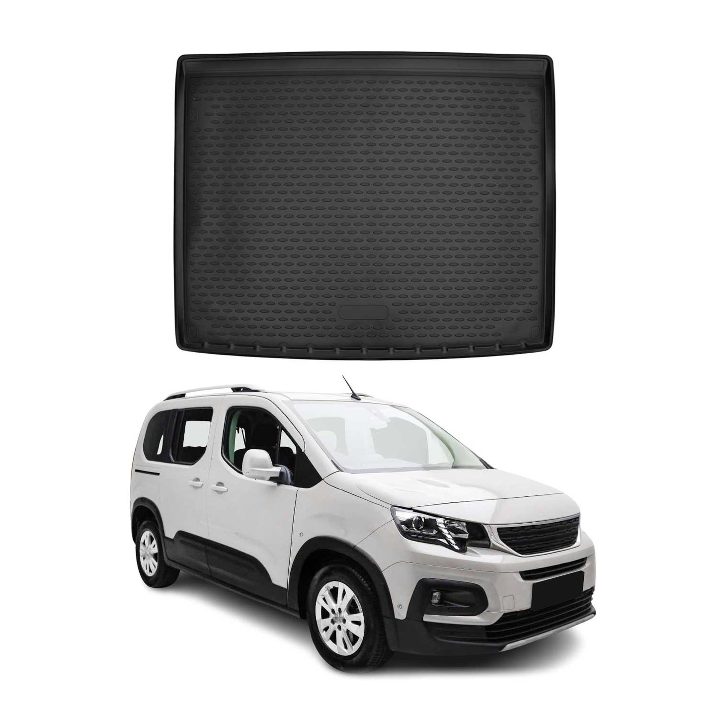 Kofferraummatte Kofferraumwanne für Peugeot Rifter 2018-2021 Gummi TPE Schwarz