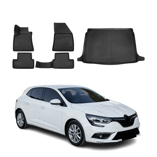Set covorașe și portbagaj pentru Renault Megane 5 uși 2015-2025 TPE Negru