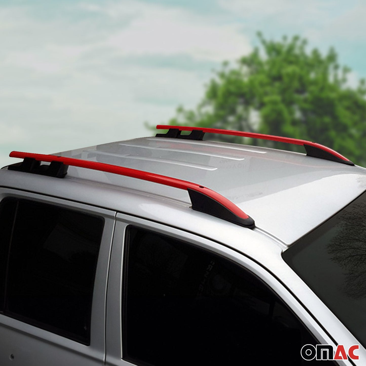 Aluminiowe poprzeczki dachowe do VW Amarok DoubleCab 2010-2022, homologowane przez ABE, czerwone, zestaw 2 szt.