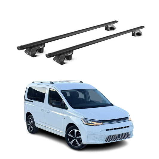 Dachträger Grundtäger für VW Caddy 2020-2025 5 tür 90kg Alu Schwarz 2 tlg ABE