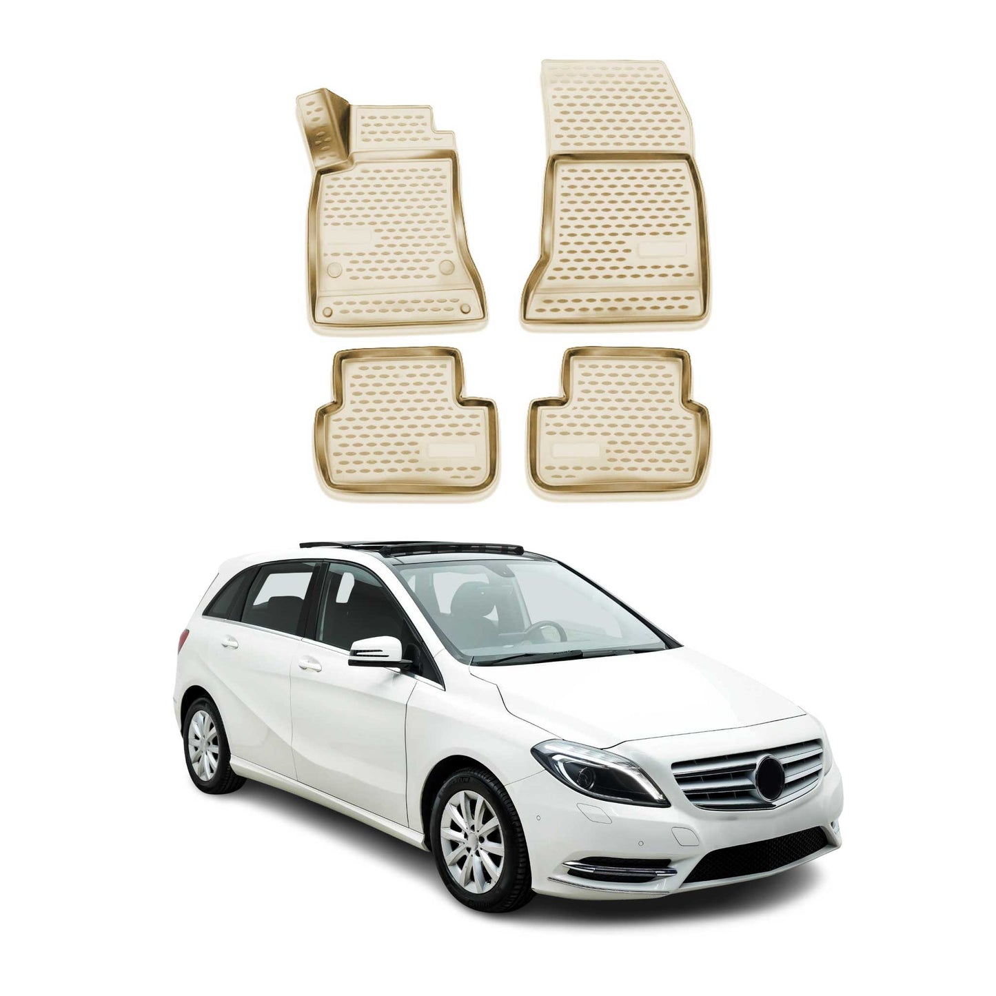 2011-2018 Mercedes B Klasse W242 W246 Fußmatten TPE Beige 4 tlg