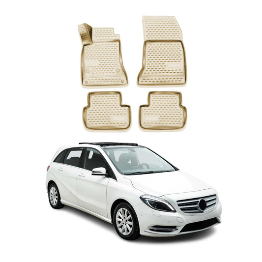 2011-2018 Mercedes B Klasse W242 W246 Fußmatten TPE Beige 4 tlg