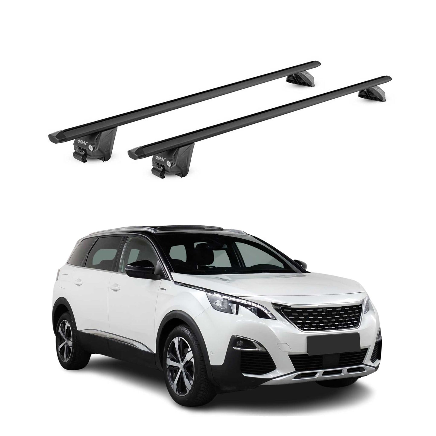 Dachträger Grundtäger für Peugeot 5008 mk2 2017-2024 100kg Alu Schwarz 2 tlg ABE