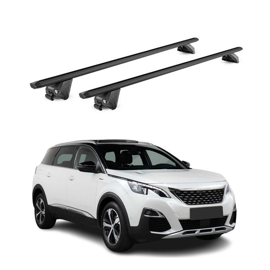 Dachträger Grundtäger für Peugeot 5008 mk2 2017-2024 100kg Alu Schwarz 2 tlg ABE