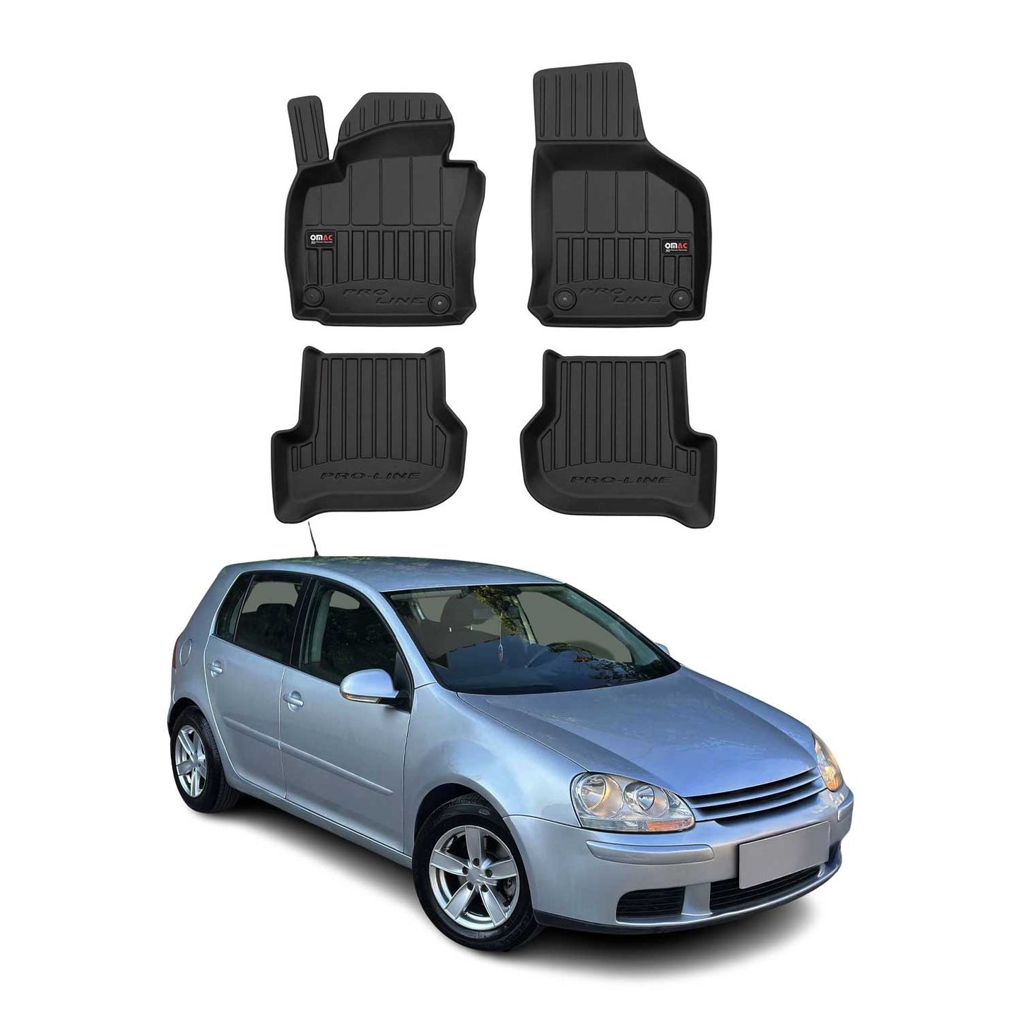 Dywaniki podłogowe VW Golf Mk5 Mk6 GTI 2003-2013 TPE czarne 4 szt.