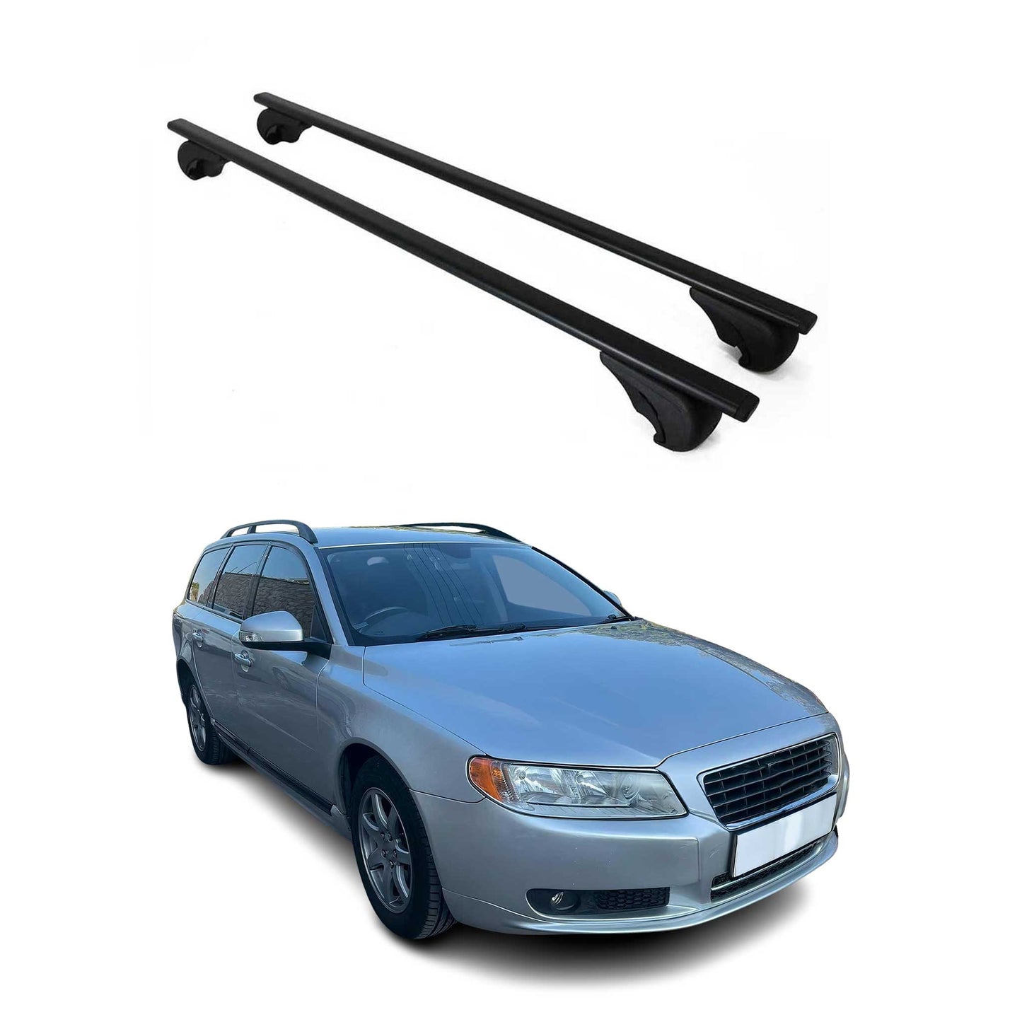 Portbagaj de plafon pentru Volvo V70 2007-2016 75kg, negru metalic, 2 buc.