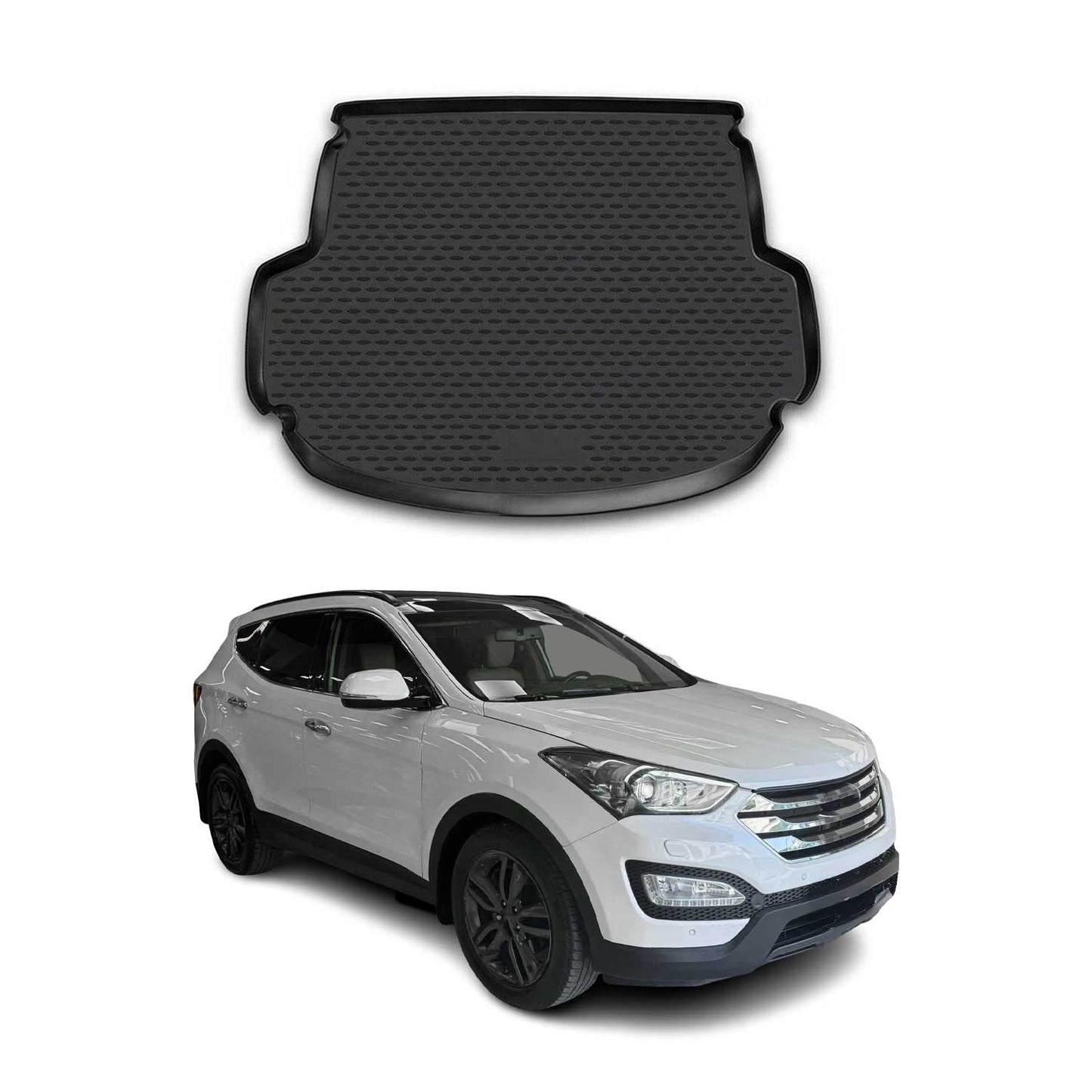 Kofferraummatte Kofferraumwanne für Hyundai Santa Fe 2013-2018 Gummi TPE Schwarz