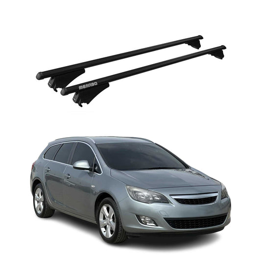 Menabo Dachträger Grundtäger für Opel Astra J Kombi 2010-2015 75kg Alu Schwarz
