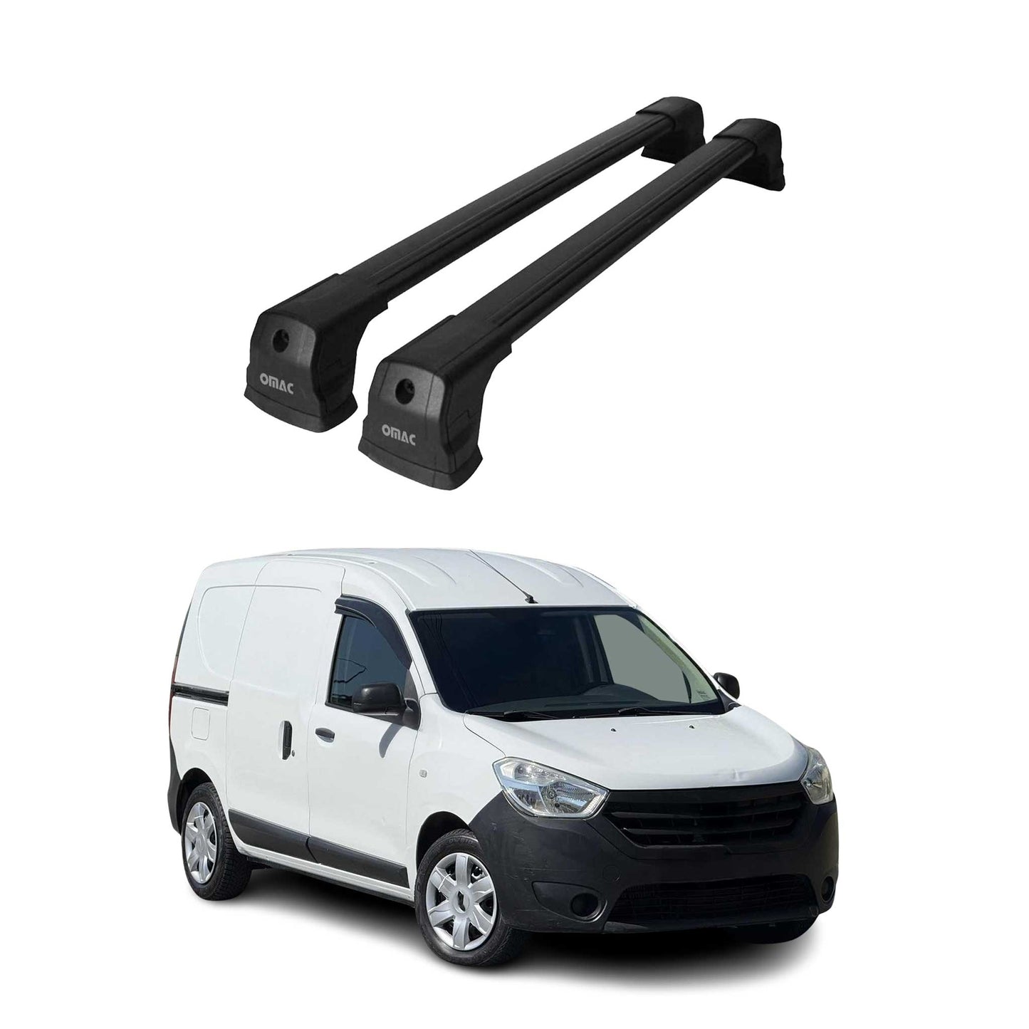 Portbagaj de plafon pentru Dacia Dokker 2012-2021 75kg aluminiu negru 2 buc