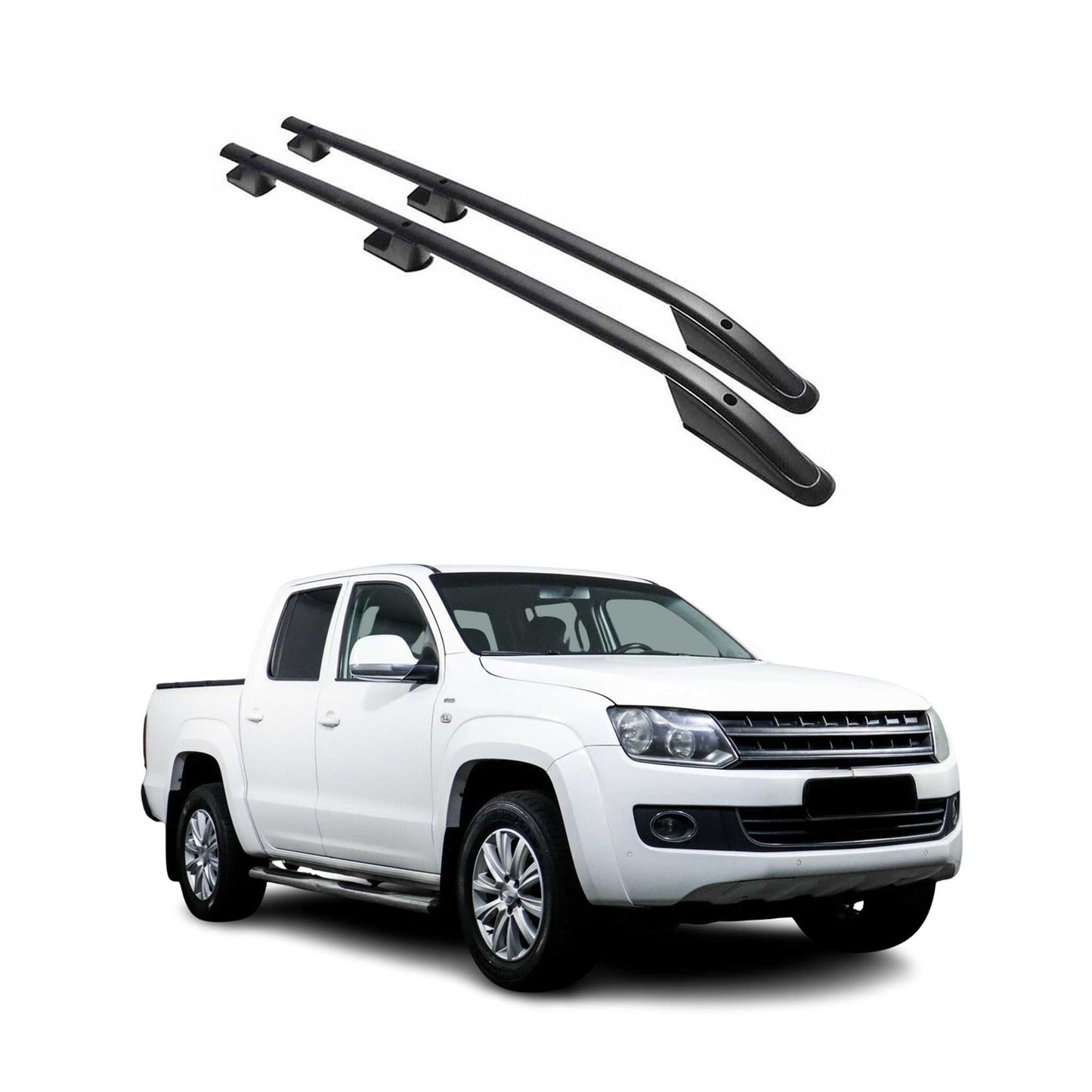Alu Dachreling Querträger für VW Amarok DoubleCab 2010-2022 ABE Schwarz 2tlg