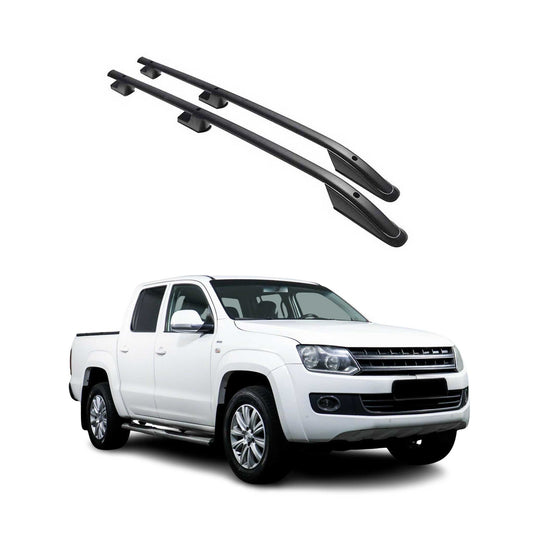 Alu Dachreling Querträger für VW Amarok DoubleCab 2010-2022 ABE Schwarz 2tlg