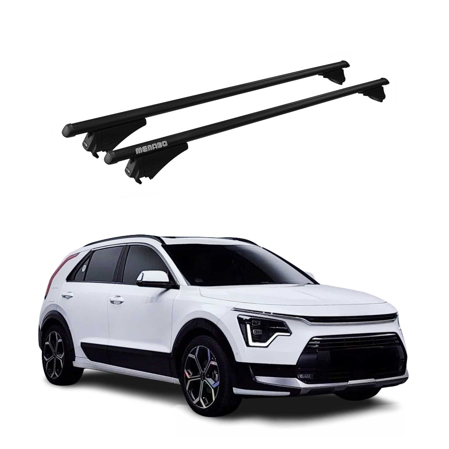 Menabo Dachträger Grundtäger für Kia Niro 2021-2025 75kg Aluminium Schwarz 2 tlg