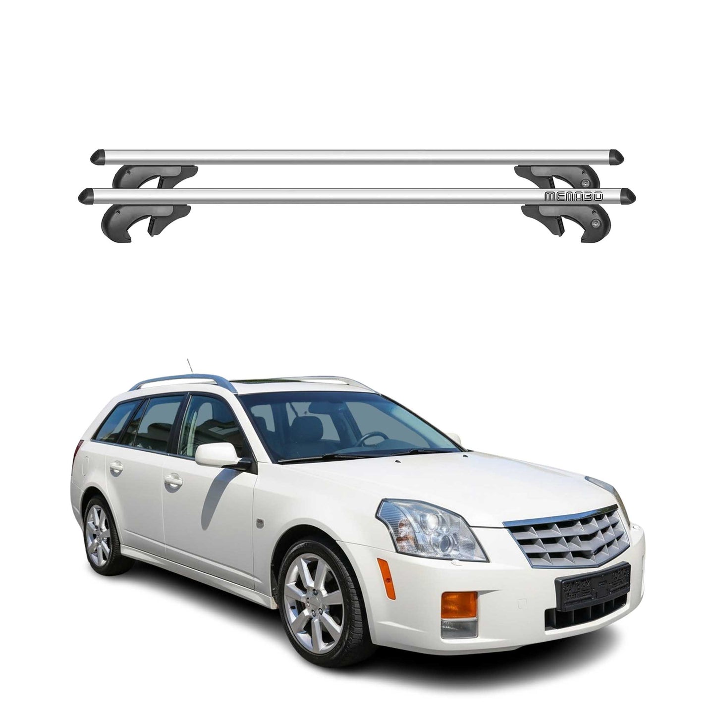 Menabo Dachträger Grundtäger für Cadillac BLS 2006-2010 90kg Alu Silber 2 tlg
