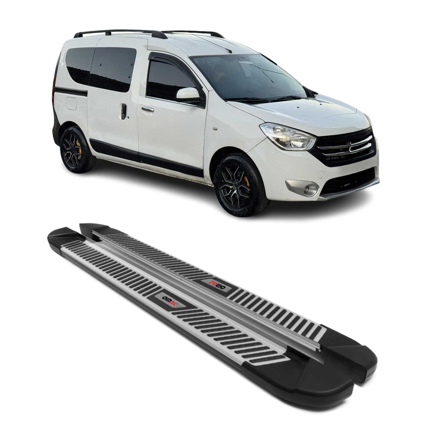 Trittbretter Seitenbretter Seitenschweller für Dacia Dokker 2012-21 Schwarz Alu