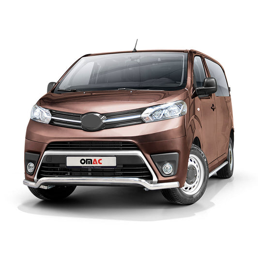 Bară de protecție față, bară de protecție față pentru Toyota Proace 2016-2022, oțel, omologată ABE, argintiu