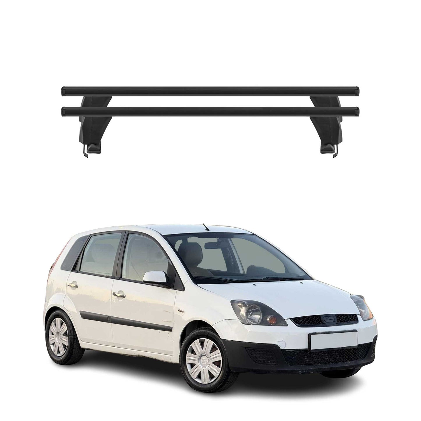 Bagażnik dachowy Menabo do Forda Fiesty 2002-2008, 5-drzwiowy, 50 kg, aluminiowy, czarny, 2x