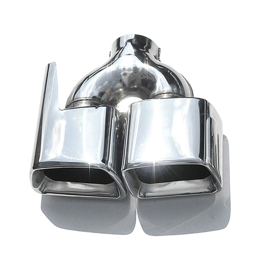 Auspuffblende Endstück Endrohr Double Output Chrom Edelstahl Doppelendrohr Links