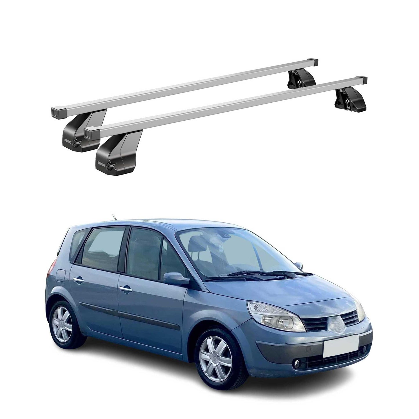 Menabo Dachträger Grundtäger für Renault Scenic mk2 2003-2009 75kg Stahl Grau 2x