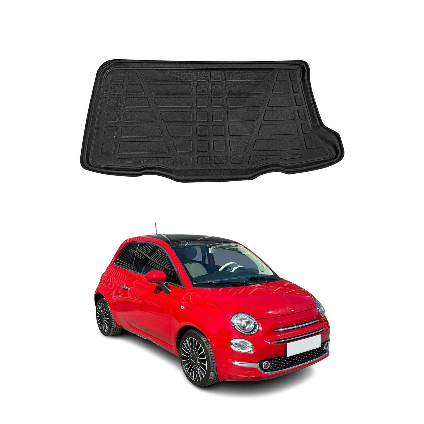 Kofferraumwanne Laderaumwanne für Fiat 500 500C 2007-2015 Gummi TPE Schwarz