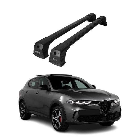 Dachträger Grundtäger für Alfa Romeo Tonale 2022-2025 75kg Aluminium Schwarz 2x