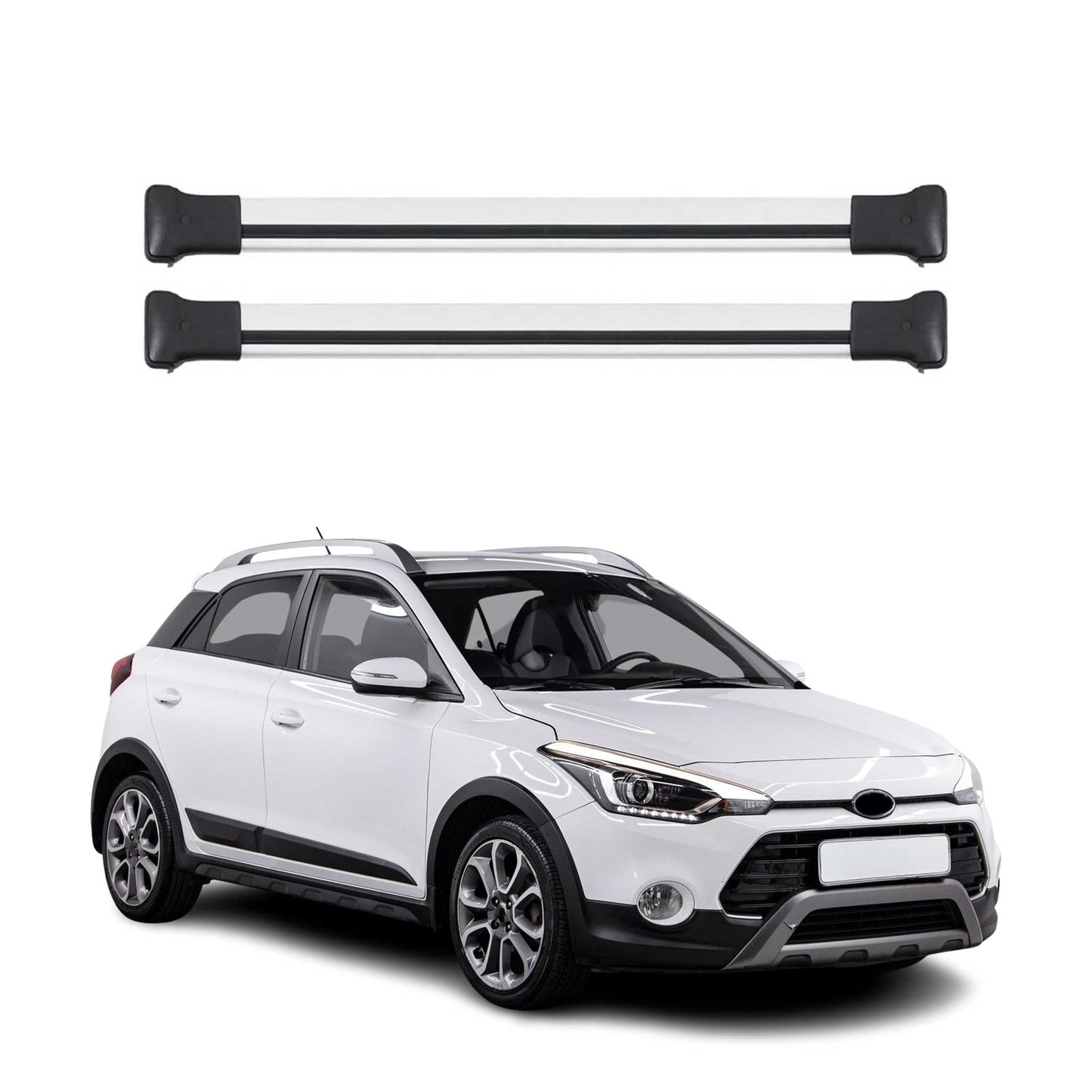 Portbagaj de plafon pentru Hyundai i20 Active Elite 2014-2020 75kg Argintiu Aluminiu 2x
