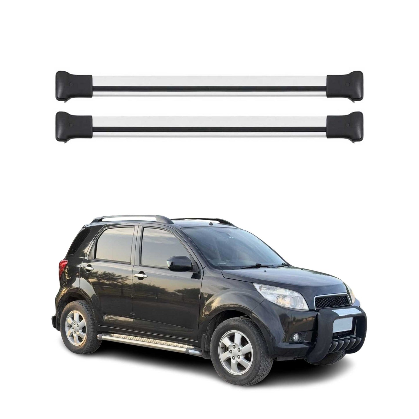 Portbagaj de plafon pentru Daihatsu Terios 2006-2017 75kg aluminiu argintiu 2 buc