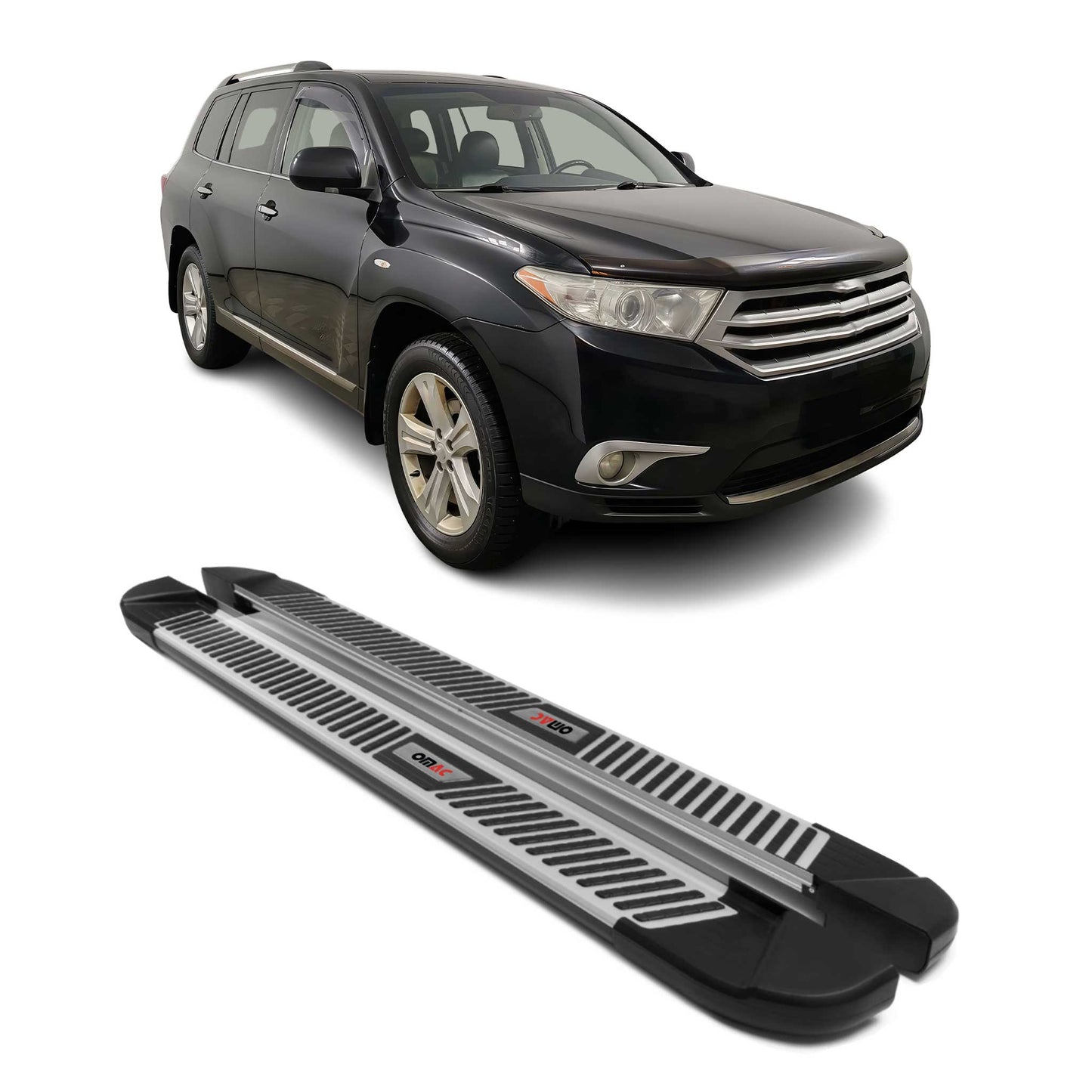 Trittbretter Seitenbretter Schweller für Toyota Highlander 2007-2014 Alu Schwarz