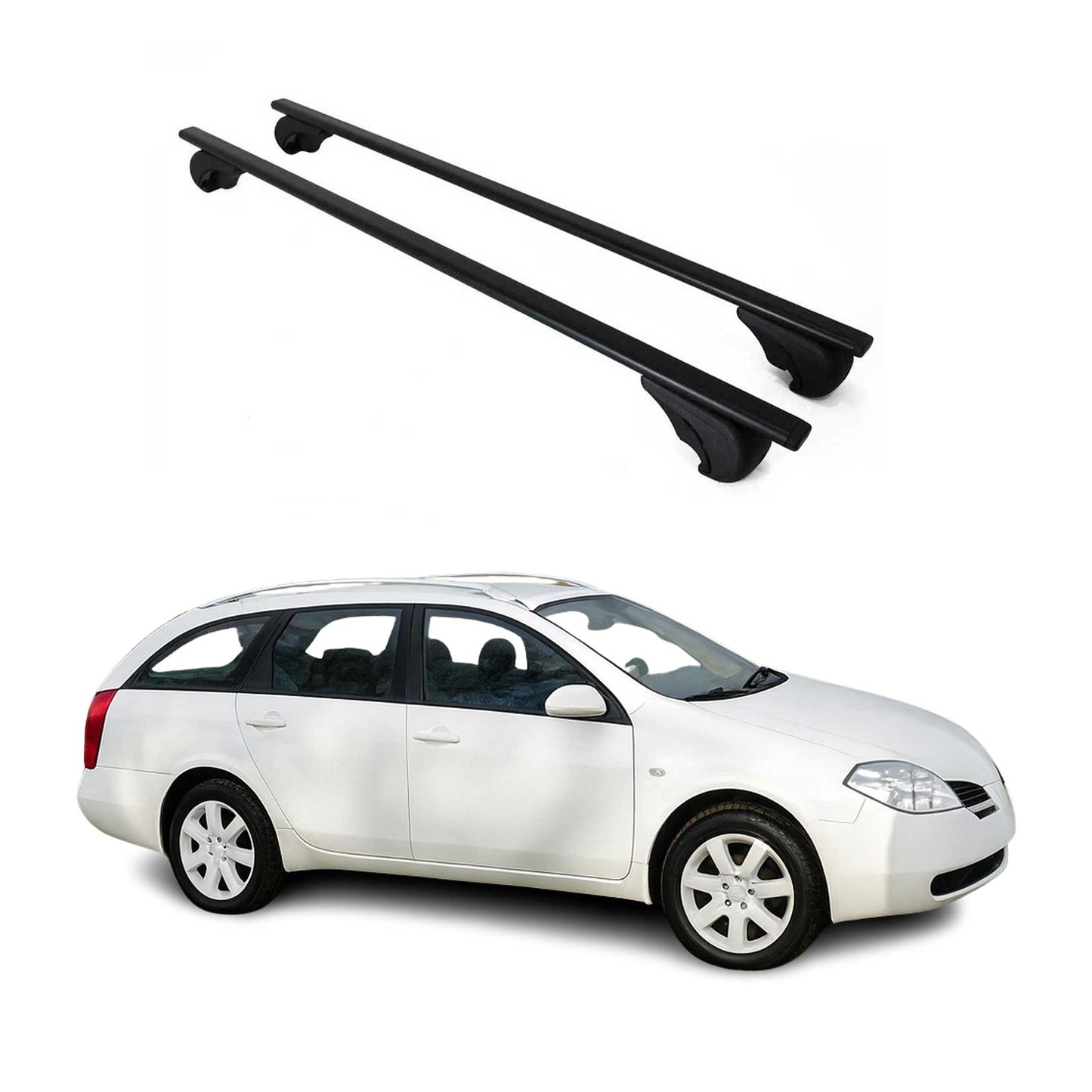 Portbagaj de plafon pentru Nissan Primera Estate 2002-2008 75kg Negru metalic 2x